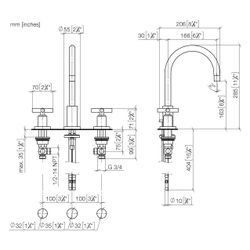 Dornbracht Waschtisch-Dreilochbatterie Tara mit Ablaufgarnitur, schwenkbar, 165... DORNBRACHT-20713892-43 4099477463292 (Abb. 1)