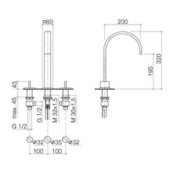 Dornbracht Waschtisch-Dreilochbatterie Mem, mit Ablaufgarnitur, Ausladung 200mm... DORNBRACHT-20715782-46 4099477091013 (Abb. 1)