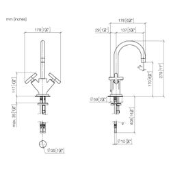 Dornbracht Waschtisch-Einlochbatterie Tara mit Ablaufgarnitur, schwenkbar, 135m... DORNBRACHT-22512892-39 4099477346618 (Abb. 1)