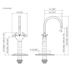 Dornbracht Waschtisch-Einlochbatterie Tara, erhöhter Standfuß, 201mm, max. 5,7l... DORNBRACHT-22585892-28 4029011956492 (Abb. 1)