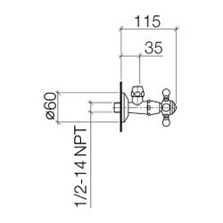 Dornbracht Eckventil Madison Rosette 60mm Porzellanplättchen Hot, Messing 23kt ... DORNBRACHT-22900361-09 4029011200588 (Abb. 1)