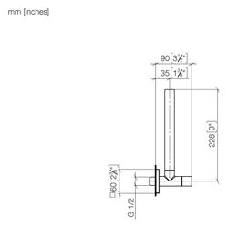 Dornbracht Eckventil für MEM Rosette 60x60mm Schlauchabdeckung 200mm Anschluss ... DORNBRACHT-22901782-37 4099477433042 (Abb. 1)
