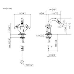 Dornbracht Bidet-Einlochbatterie Tara, mit Ablaufgarnitur, Ausladung 124mm, max... DORNBRACHT-24510892-39 4099477346793 (Abb. 1)