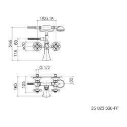 Dornbracht Wannenbatterie Madison für Wandmontage mit Handbrausegarnitur, Ausla... DORNBRACHT-25023360-08 4029011208201 (Abb. 1)
