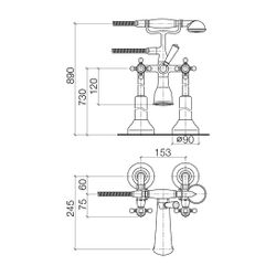 Dornbracht Wannen-Zweilochbatterie Madison für freistehende Montage mit Handbra... DORNBRACHT-25943360-28 4029011897672 (Abb. 1)
