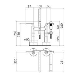 Dornbracht Wannen-Zweilochbatterie Tara, freistehend, Handbr., schwenkbar, 220m... DORNBRACHT-25943882-93 4029011943928 (Abb. 1)