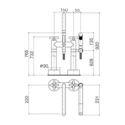 Dornbracht Wannen-Zweilochbatterie Tara, freistehend, Handbr., schwenkbar, 220m... DORNBRACHT-25943892-19 4029011996849 (Abb. 1)