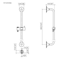 Dornbracht Duschgarnitur Vaia ohne Handbrause Stichmaß 800mm, Dark Bronze gebür... DORNBRACHT-26413809-43 4099477463797 (Abb. 1)