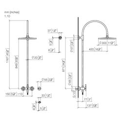 Dornbracht Shower Pipe Tara mit Brausebatterie ohne Handbrause, 420mm, Kopfbrau... DORNBRACHT-26622892-39 4099477347059 (Abb. 1)