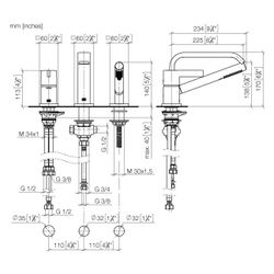 Dornbracht IMO Wannen-Dreiloch-Einhandbatterie Wannenrand Schwallauslauf 224mm,... DORNBRACHT-27412670-37 4099477433486 (Abb. 1)
