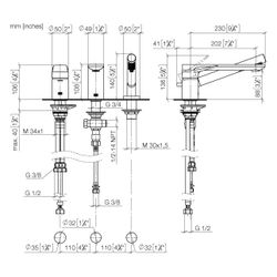 Dornbracht Wannen-Dreiloch-Einhandbatterie Lissé für Wannenrand 200mm, Schwarz ... DORNBRACHT-27412845-33 4029011983696 (Abb. 1)