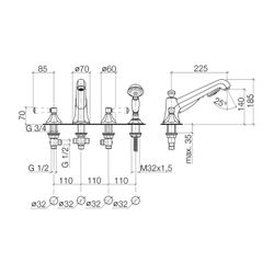 Dornbracht Madison Wannen-Vierlochbatterie 27502370 platin matt... DORNBRACHT-27502370-06 4029011218354 (Abb. 1)