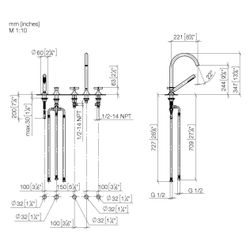 Dornbracht Wannen-Fünflochbatterie Vaia für Wannenr. mit Umstellung, 220mm, 21,... DORNBRACHT-27522809-43 4099477463933 (Abb. 1)