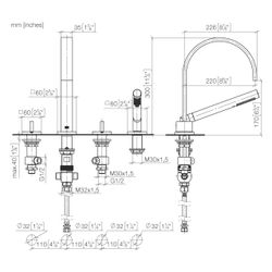 Dornbracht Wannen-Vierlochbatterie Mem, für Wannenrandmontage, 220mm, max. 27,3... DORNBRACHT-27532782-43 4099477488851 (Abb. 1)