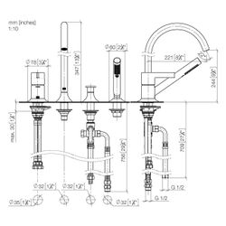 Dornbracht Wannen-Vierlochbatterie Vaia 220mm, Bronze gebürstet... DORNBRACHT-27632809-42 4099477108742 (Abb. 1)