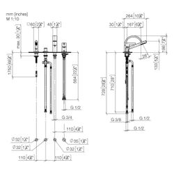 Dornbracht Wannen-Vierlochbatterie CYO für Wannenrandmontage 167mm, Dark Chrome... DORNBRACHT-27632811-19 4099477128610 (Abb. 1)