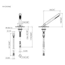 Dornbracht Schlauchbrausegarnitur Meta, für Wannenrandmontage, max. 6,8l/min, G... DORNBRACHT-27702660-37 4099477433714 (Abb. 1)