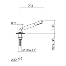Dornbracht Schlauchbrausegarnitur Symetrics für Wannenrandmontage, D 50mm, 32mm... DORNBRACHT-27702979-93 4029011944130 (Abb. 1)