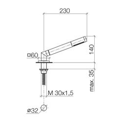 Dornbracht Schlauchbrausegarnitur Symetrics für Wannenrandm., 60x60mm, 32mm Met... DORNBRACHT-27702980-47 4099477091457 (Abb. 1)