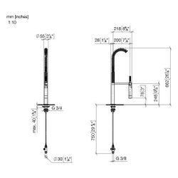Dornbracht Profibrausegarnitur Armaturenhöhe 665mm Bohrung 30mm Einzelrosette 5... DORNBRACHT-27799970-42 4099477261225 (Abb. 1)