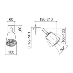 Dornbracht Kopfbrause IMO Ausladung 180-210mm Brausekopf 100mm 7l/min Anschluss... DORNBRACHT-28504670-19 4099477074122 (Abb. 1)