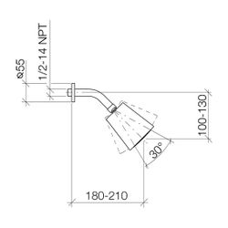 Dornbracht Kopfbrause Ausladung 180-210mm Brausekopf 100mm 7l/min Anschluss G 1... DORNBRACHT-28504979-19 4029011997419 (Abb. 1)