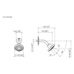 Dornbracht Kopfbrause Ausladung 155mm Brausekopf 100mm 7,6l/min Anschluss G 1/2... DORNBRACHT-28505979-43 4099477464862 (Abb. 1)