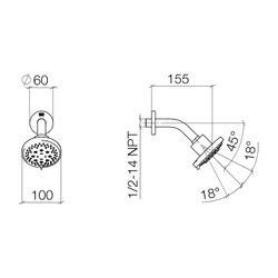 Dornbracht Kopfbrause Ausladung 155mm Brausekopf 100mm 7,6l/min Anschluss G 1/2... DORNBRACHT-28505979-19 4029011997433 (Abb. 1)