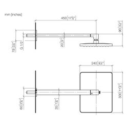 Dornbracht Regenbrause mit Wandanbindung FlowReduce Ausladung 450mm 300x240mm 6... DORNBRACHT-28760710-00 4099477472027 (Abb. 1)