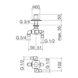 Dornbracht Zweiwege-Umstellung IMO für Wannenrandmontage, 32mm Rosette 60x60mm ... DORNBRACHT-29140670-33 4099477161723 (Abb. 1)
