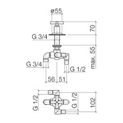 Dornbracht Zweiwege-Umstellung Tara für Wannenrandmontage, 32mm, 1/2", 64,9l/mi... DORNBRACHT-29140892-46 4099477033013 (Abb. 1)