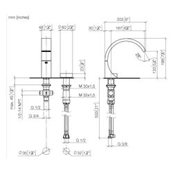 Dornbracht Waschtisch-Zweilochbatterie CYO ohne Ablaufgarnitur Ausladung 167mm,... DORNBRACHT-29218811-19 4099477128887 (Abb. 1)