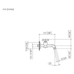 Dornbracht Wandventil Tara Kaltwasser o. Ablaufg., starr, Ausladung 140mm, max.... DORNBRACHT-30010892-43 4099477465449 (Abb. 1)