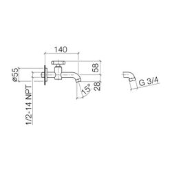 Dornbracht Wandventil Tara Kaltwasser o. Ablaufg., starr, Ausladung 140mm, max.... DORNBRACHT-30010892-19 4029011997655 (Abb. 1)