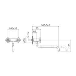Dornbracht Wand-Brückenbatterie Tara mit herausziehbarem Auslauf, Ausladung 365... DORNBRACHT-31151892-19 4099477074290 (Abb. 1)