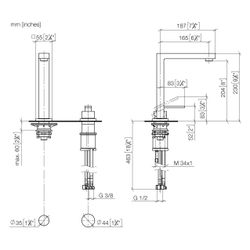 Dornbracht Zweilochbatterie Lot Bar Tap schwenkbarer Auslauf 165mm, 8l/min, Bro... DORNBRACHT-32805680-42 4099477261256 (Abb. 1)