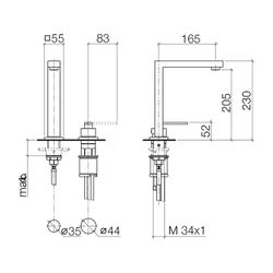 Dornbracht Zweilochbatterie Lot Bar Tap schwenkbarer Auslauf 165mm, 8l/min, Cha... DORNBRACHT-32805680-46 4099477092249 (Abb. 1)