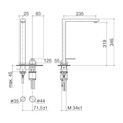 Dornbracht Lot Zweilochbatterie mit Abdeckplatte 32843680 platin... DORNBRACHT-32843680-08 4029011894206 (Abb. 1)