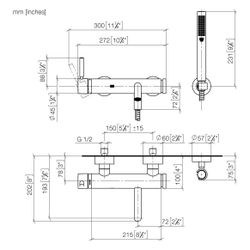 Dornbracht Wannen-Einhandbatterie Meta für Wandmontage mit Schlauchbrausegarnit... DORNBRACHT-33233660-19 4029011997679 (Abb. 1)