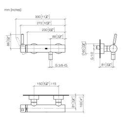 Dornbracht Brause-Einhandbatterie Meta, für Wandmontage, Brauseabgang 3/8", 1/2... DORNBRACHT-33300660-39 4099477348537 (Abb. 1)