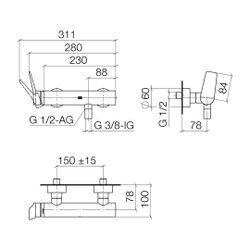 Dornbracht Brause-Einhandbatterie Lissé für Wandmontage, Light Gold gebürstet... DORNBRACHT-33300845-27 4099477248400 (Abb. 1)