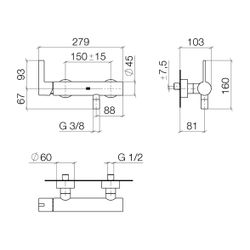 Dornbracht Waschtisch-Zweilochbatterie IMO mit Ablaufgarnitur Ausladung 165mm, ... DORNBRACHT-33301670-33 4099477161754 (Abb. 1)