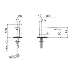 Dornbracht Waschtisch-Einhandbatterie Lulu mit Ablaufgarnitur Ausladung 155mm 7... DORNBRACHT-33500710-00 4029011437458 (Abb. 1)