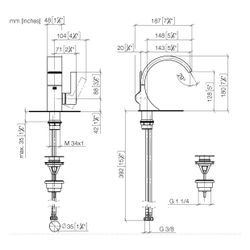 Dornbracht Waschtisch-Einhandbatterie CYO mit Ablaufgarnitur Ausladung 143mm, B... DORNBRACHT-33500811-42 4099477289458 (Abb. 1)