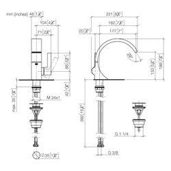 Dornbracht Waschtisch-Einhandbatterie CYO mit Ablaufgarnitur Ausladung 177mm, B... DORNBRACHT-33505811-42 4099477289502 (Abb. 1)