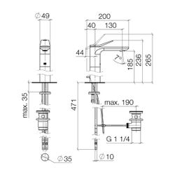 Dornbracht Waschtisch-Einhandbatterie Lissé starrer Auslauf 130mm mit erhöhtem ... DORNBRACHT-33506845-33 4029011984013 (Abb. 1)