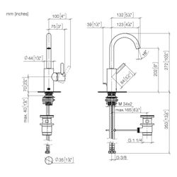 Dornbracht Waschtisch-Einhandbatterie Meta mit Ablaufgarnitur, Ausladung 123mm,... DORNBRACHT-33510661-39 4099477348742 (Abb. 1)