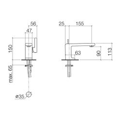 Dornbracht Waschtisch-Einhandbatterie Lulu ohne Ablaufgarnitur Ausladung 155mm ... DORNBRACHT-33521710-06 4029011483257 (Abb. 1)