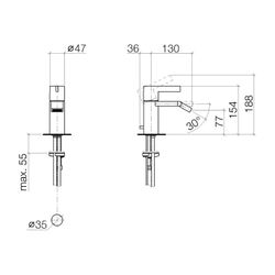 Dornbracht IMO Bidet-Einhandmischer mit Ablaufgarnitur Serienspezifisch 3360067... DORNBRACHT-33600670-08 4029011894077 (Abb. 1)