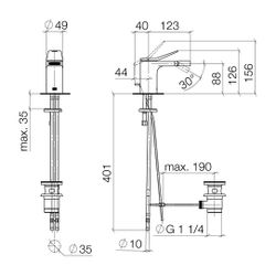 Dornbracht Lisse Bidet-Einhandmischer mit Ablaufgarnitur 33600845 chrom... DORNBRACHT-33600845-00 4029011711220 (Abb. 1)